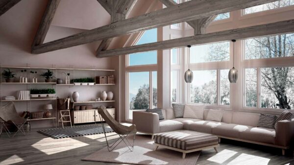 living-room-of-luxury-eco-house-parquet-floor-and-wooden-roof-trusses-panoramic-window-on-winter-meadow-modern-white-interior-design